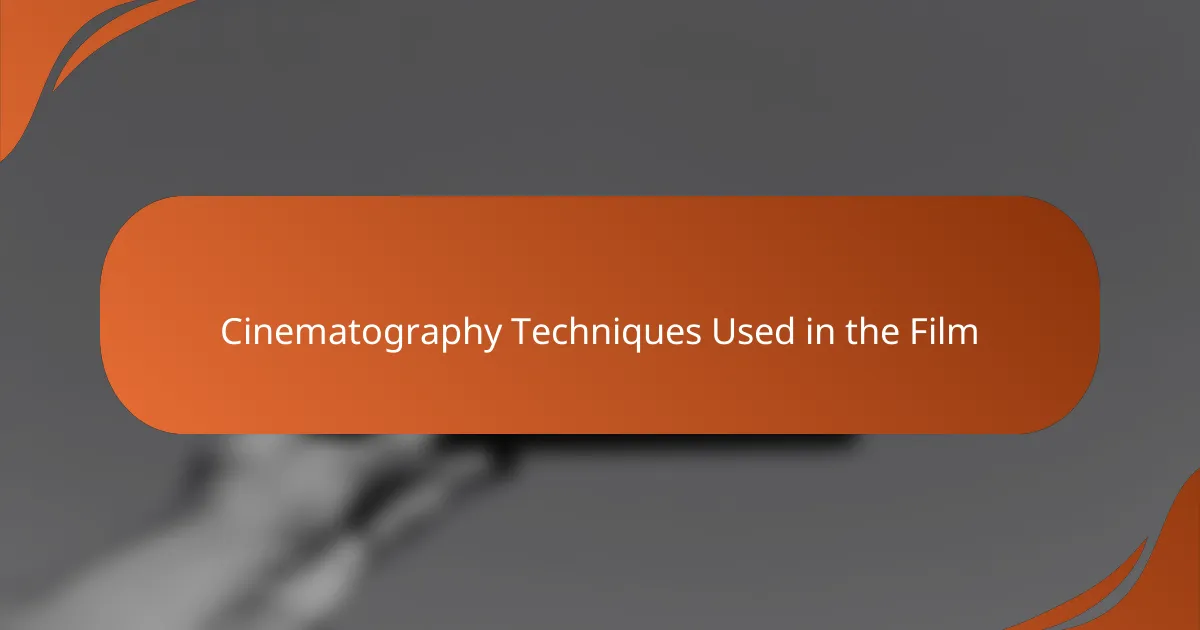 Cinematography Techniques Used in the Film
