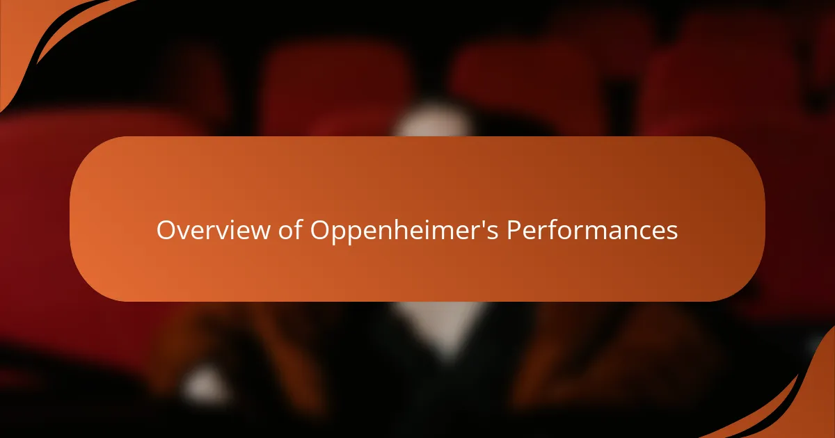 Overview of Oppenheimer's Performances